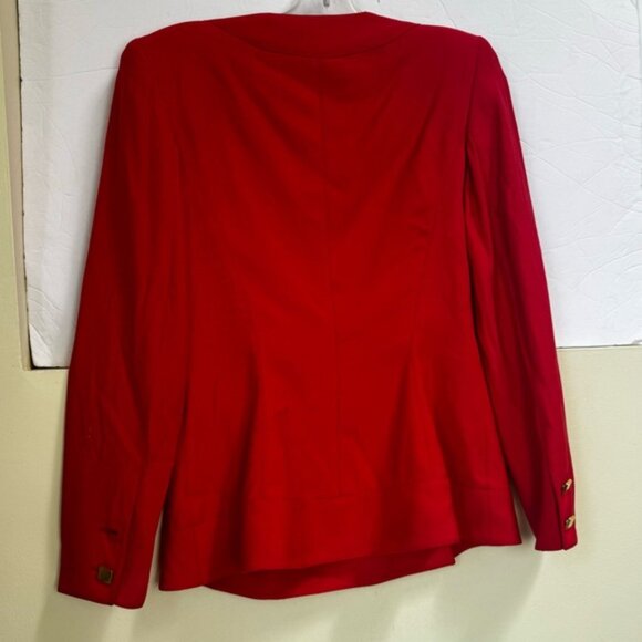 CLAUDE MONTANA Vintage 80s Tailored Blazer Jacket Futuristic Top Rare Red Wool 8 - Picture 5 of 16